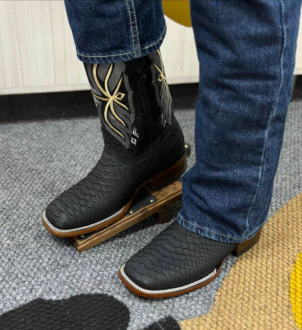 Men's Black Python Cowboy Boots