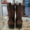 Vintage Polka Dot Mid Calf Leather Boots Brown