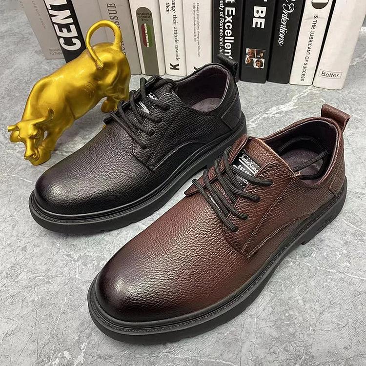 MEN'S BUSINESS SOFT COWHIDE CASUAL DERBY SHOES