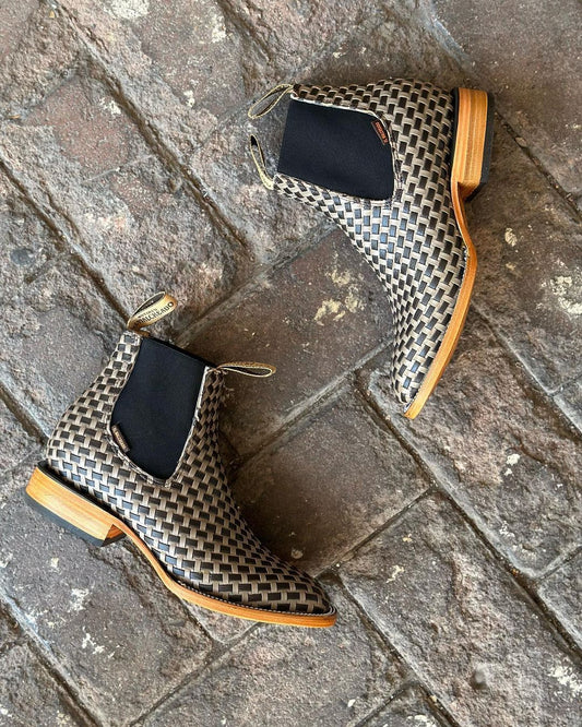 Men's Cow Leather Ankle Boot Petatillo Fabric