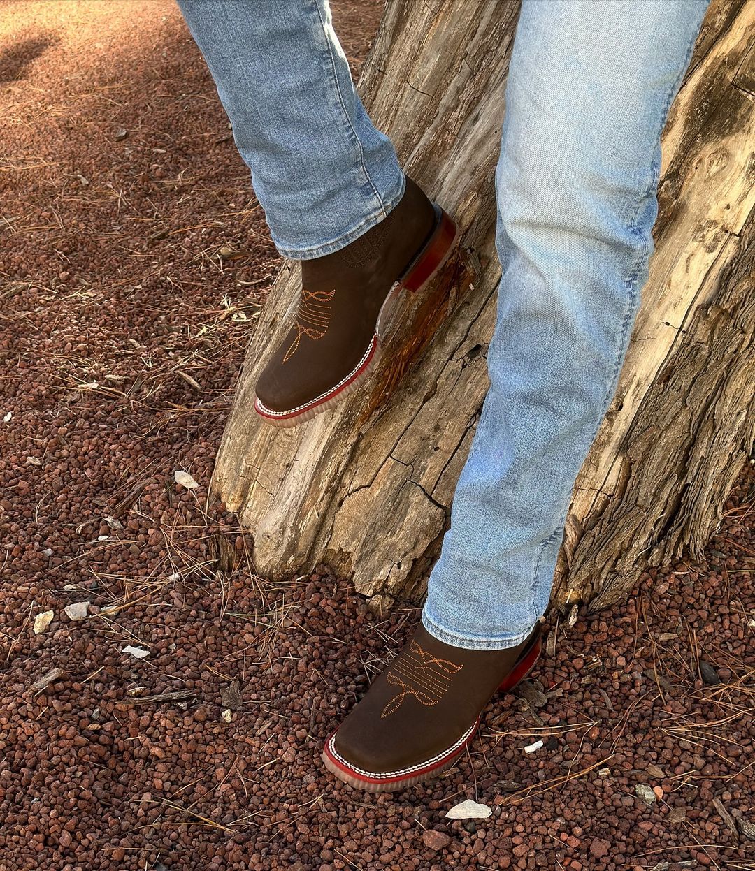 Vintage Embroidered Square Toe Boots