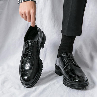 Men's Handmade Crocodile Print Casual Business Leather Shoes