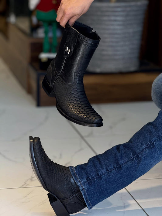 Italian Python Skin Ranch Cowboy Boots