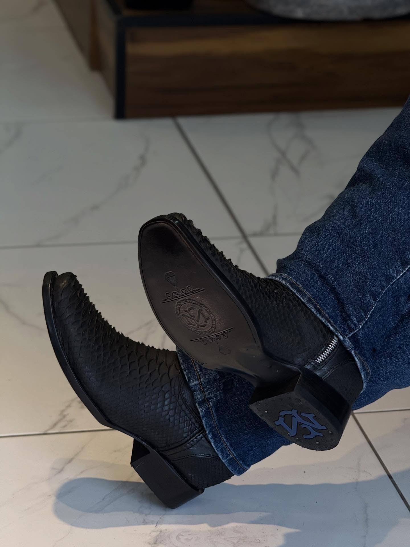 Italian Python Skin Ranch Cowboy Boots