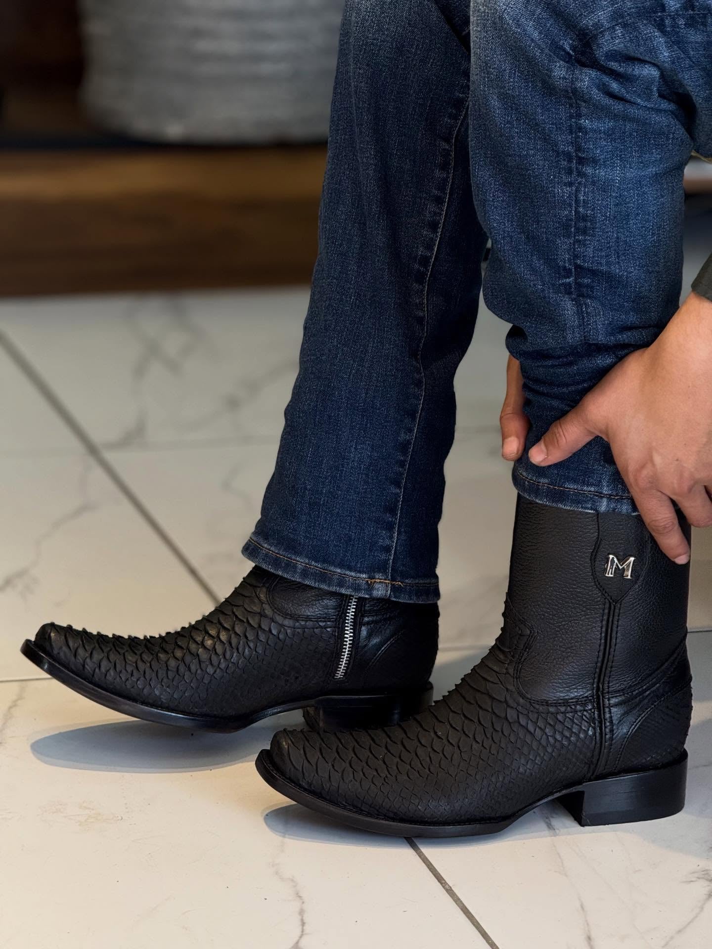 Italian Python Skin Ranch Cowboy Boots