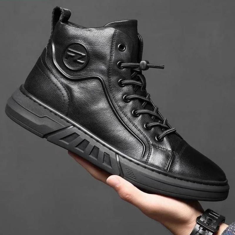 Black PU Leather Casual Shoes