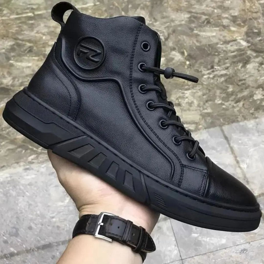 Black PU Leather Casual Shoes