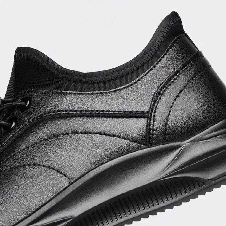 Black plain drawstring lace up sport shoe sneaker