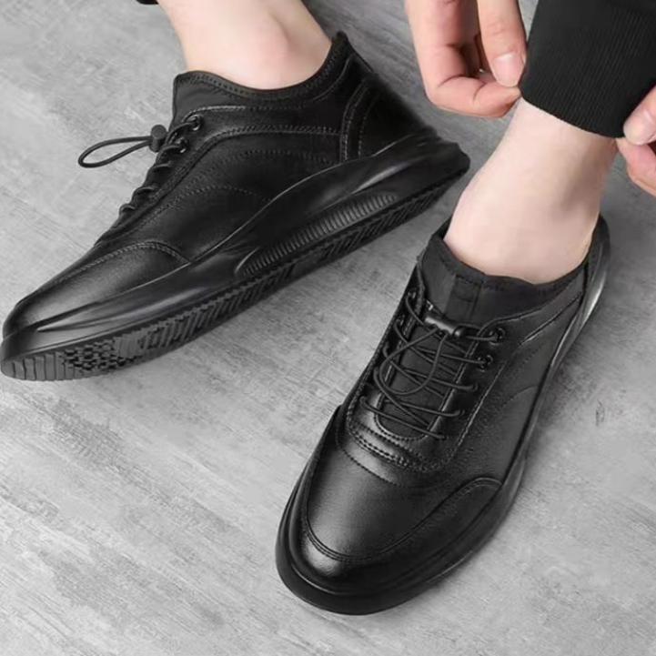 Black plain drawstring lace up sport shoe sneaker
