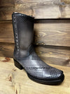 Vintage Polka Dot Mid Calf Leather Boots Brown