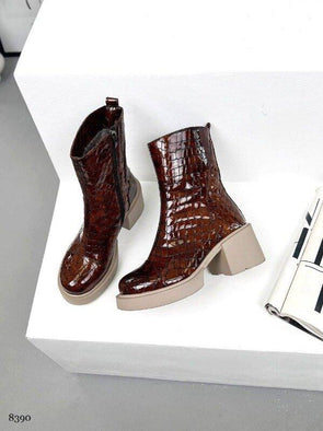 Brown Python Leather Boots
