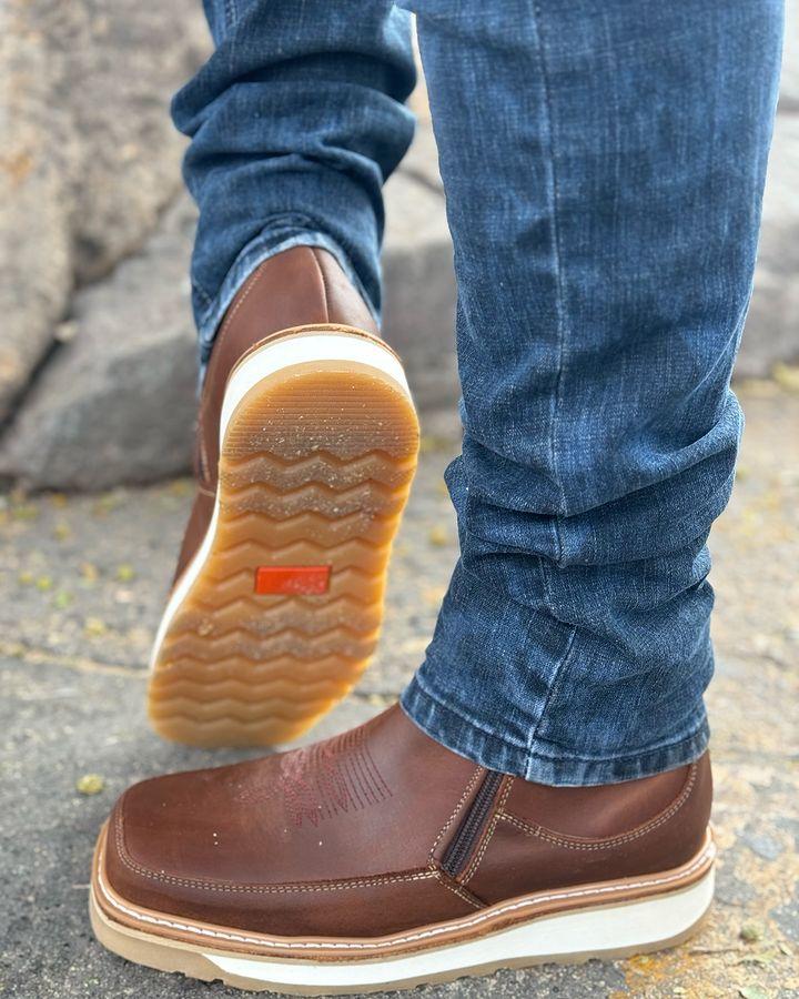 Men's Wild West Genuine Leather Ranch Toe Short Boots
