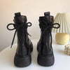 Knit Lace-Up Martin Boots