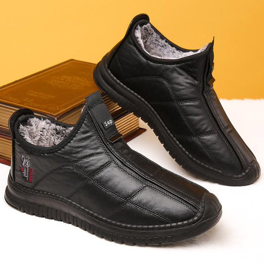 Winter Men's Warm Non-slip Waterproof Leather Shoes