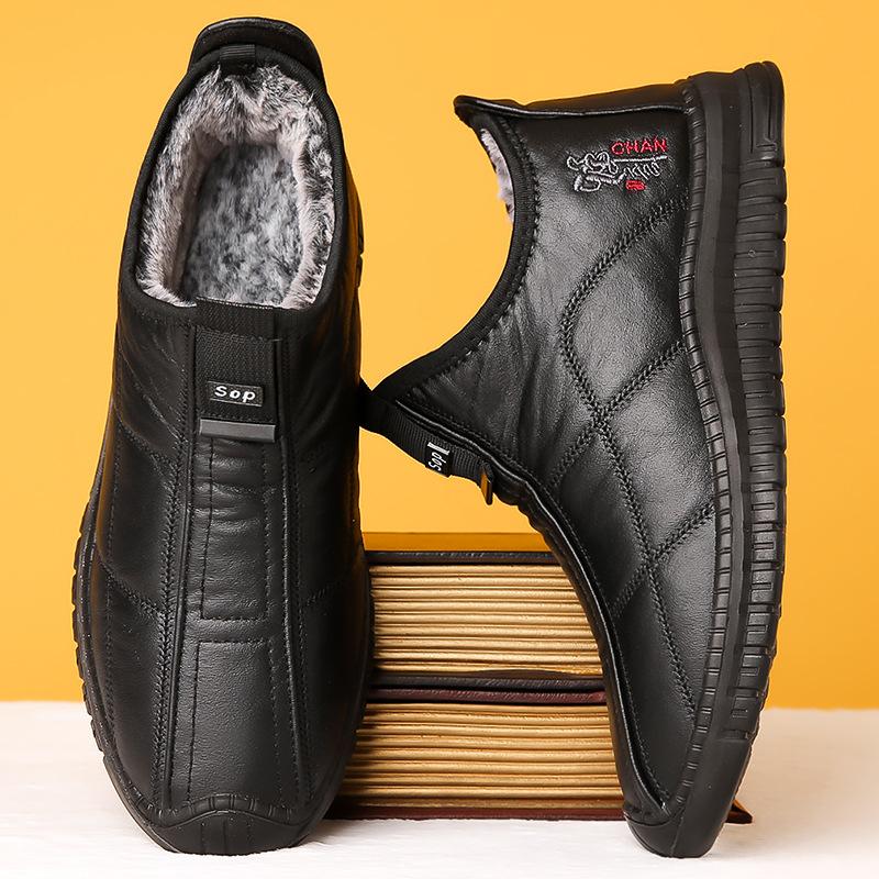 Winter Men's Warm Non-slip Waterproof Leather Shoes