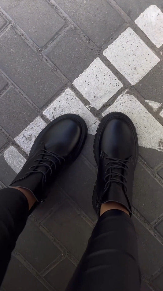 Black leather shoes