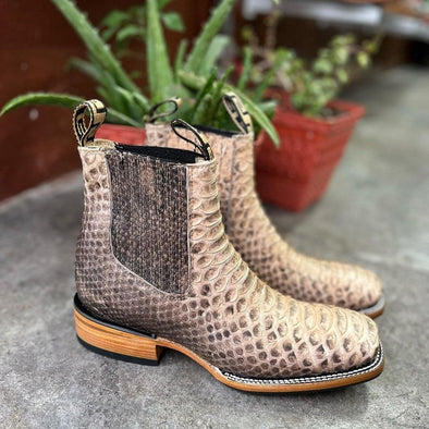(Big Sale💥)2024 Men's Handmade Crocodile Leather Square Toe Chelsea Boots(Buy 2 Free Shipping✔️)