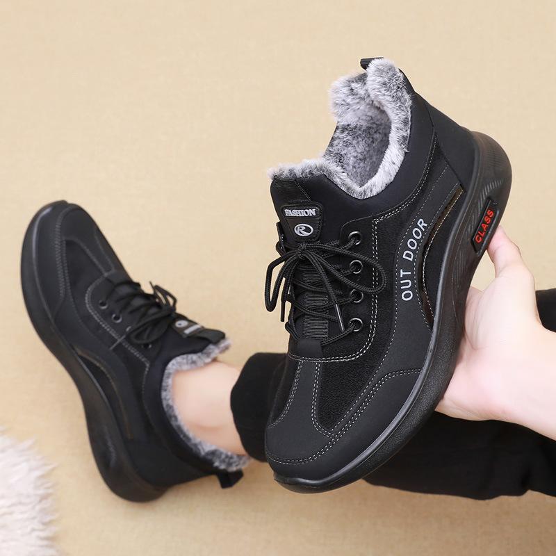 Winter Men's Fleece Lining Warm Soft Sole Non-slip Cotton Shoes