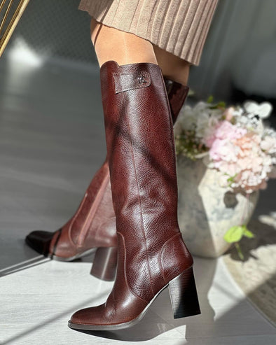 Slightly high heeled tan boots (New on line)