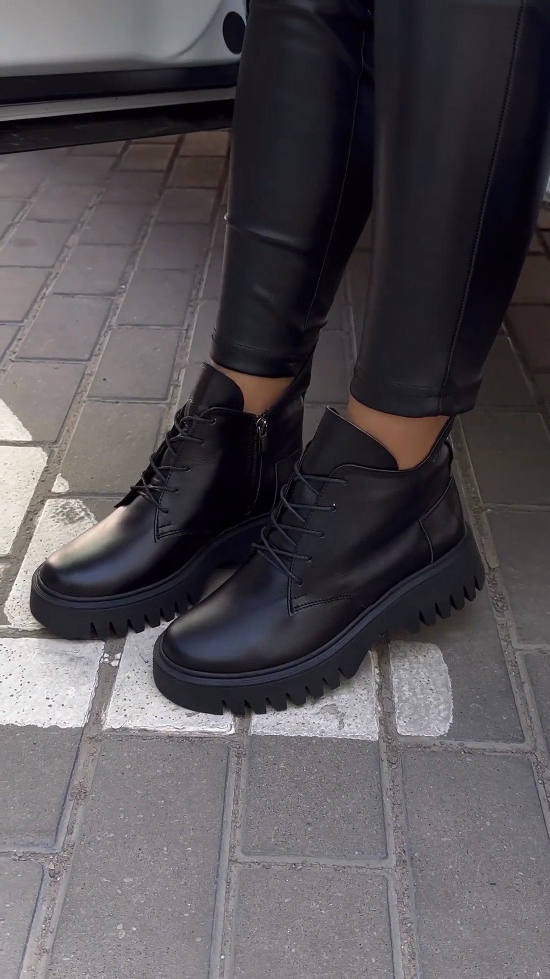 Black leather shoes