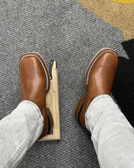 Men's Solid Color Handmade Leather Boots