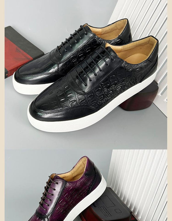 Crocodile Print Casual Board Leather Shoes