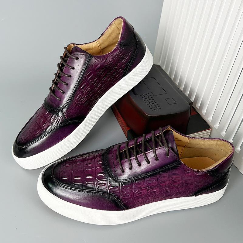 Crocodile Print Casual Board Leather Shoes