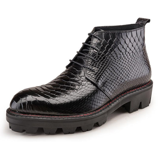 Crocodile print men's mid-calf boots