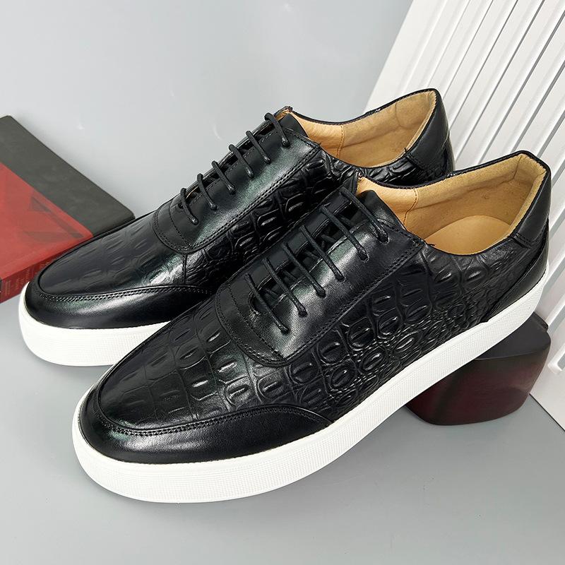 Crocodile Print Casual Board Leather Shoes
