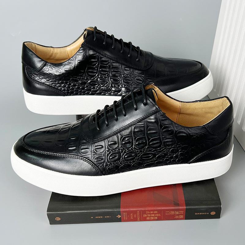 Crocodile Print Casual Board Leather Shoes