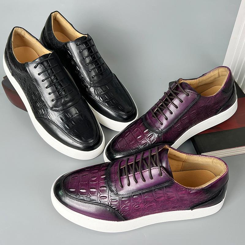 Crocodile Print Casual Board Leather Shoes