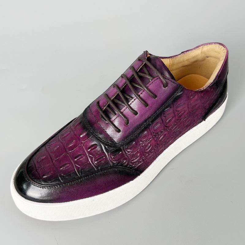 Crocodile Print Casual Board Leather Shoes