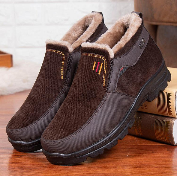 Men's Comfy Lightweight Winter Fleece Shoes Waterproof Non-Slip Warm Snow Boots