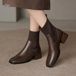 British Style Stretch Sock Boots Flat Martin Boots ⏰(New products on sale）