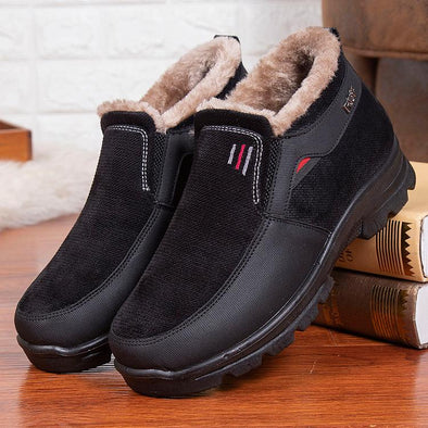 Men's Comfy Lightweight Winter Fleece Shoes Waterproof Non-Slip Warm Snow Boots